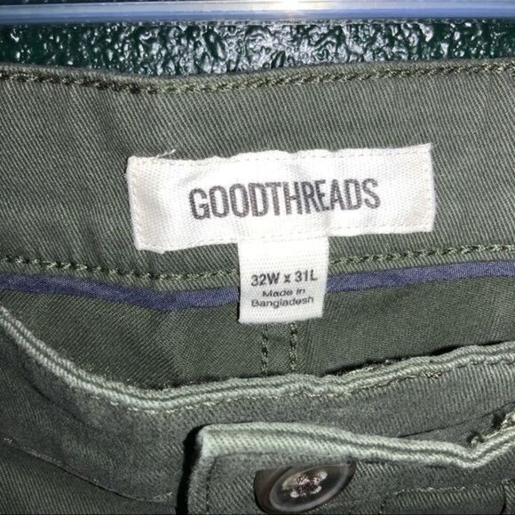 Goodthreads Mens Slim Fit Chino Pants 32W X 31L Olive Green Cotton Blend - Picture 3 of 4